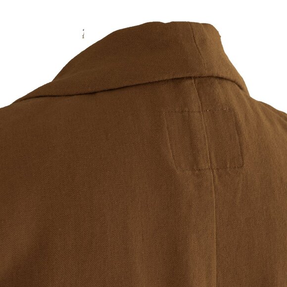 Old Navy Linen Blazer Tan Minimal Classic Academia Mustard Long Jacket Coat - Picture 6 of 8